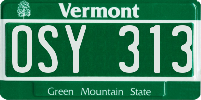 VT license plate OSY313