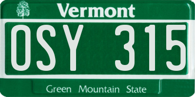 VT license plate OSY315