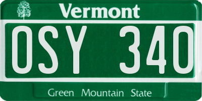 VT license plate OSY340