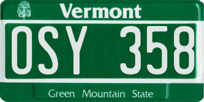 VT license plate OSY358