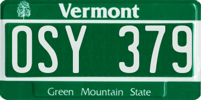 VT license plate OSY379
