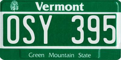 VT license plate OSY395