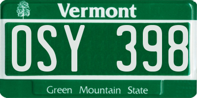 VT license plate OSY398