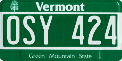VT license plate OSY424