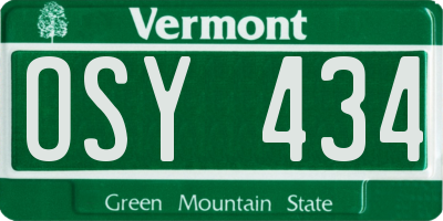 VT license plate OSY434