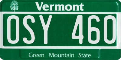 VT license plate OSY460