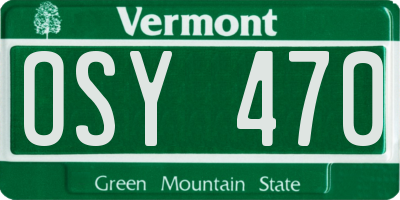 VT license plate OSY470