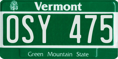VT license plate OSY475