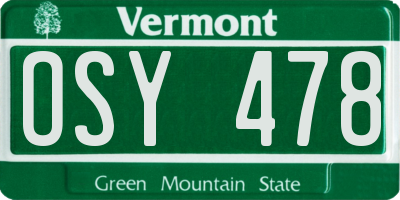 VT license plate OSY478