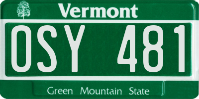 VT license plate OSY481