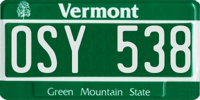 VT license plate OSY538