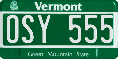 VT license plate OSY555