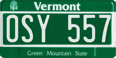 VT license plate OSY557