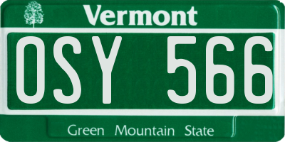 VT license plate OSY566