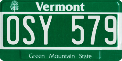 VT license plate OSY579