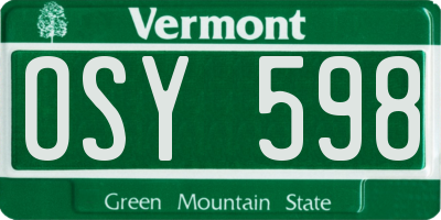 VT license plate OSY598