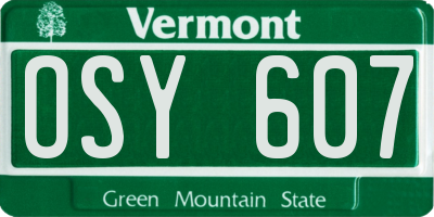 VT license plate OSY607