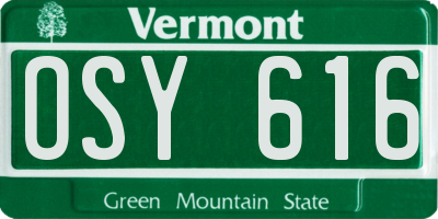 VT license plate OSY616