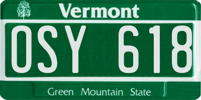 VT license plate OSY618