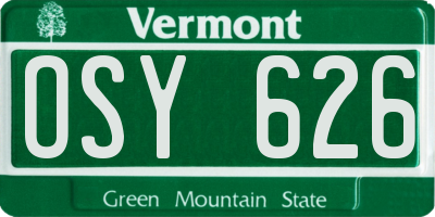 VT license plate OSY626