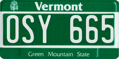 VT license plate OSY665