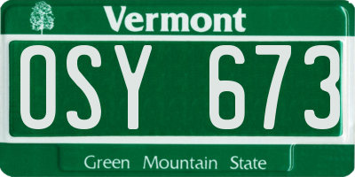 VT license plate OSY673