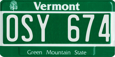 VT license plate OSY674