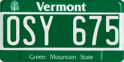 VT license plate OSY675