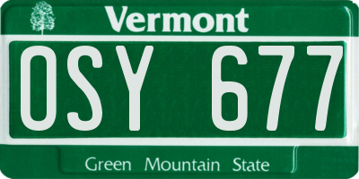 VT license plate OSY677