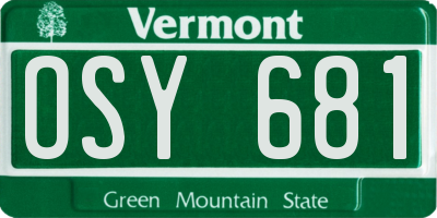 VT license plate OSY681