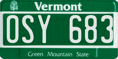 VT license plate OSY683