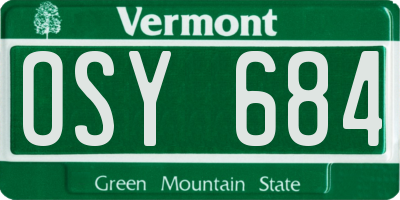 VT license plate OSY684