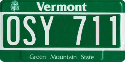 VT license plate OSY711