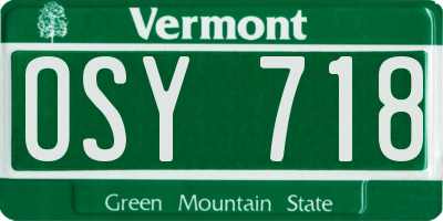 VT license plate OSY718