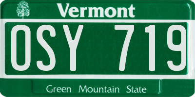 VT license plate OSY719