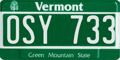 VT license plate OSY733
