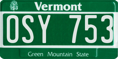VT license plate OSY753