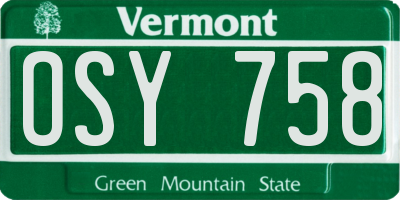 VT license plate OSY758