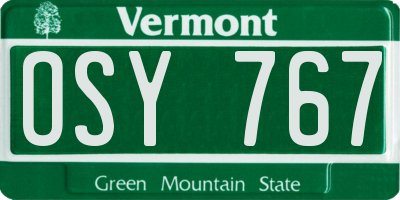 VT license plate OSY767