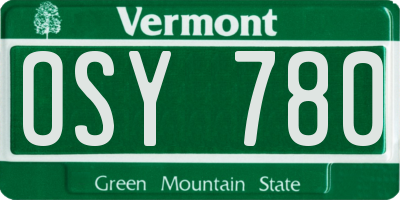 VT license plate OSY780