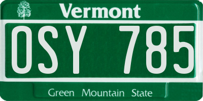VT license plate OSY785