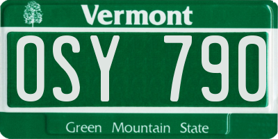 VT license plate OSY790