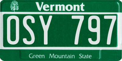 VT license plate OSY797