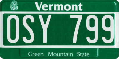 VT license plate OSY799