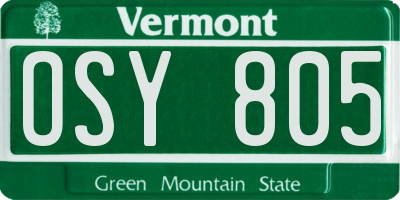 VT license plate OSY805