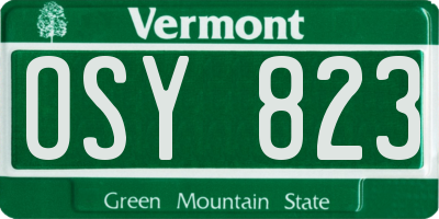 VT license plate OSY823