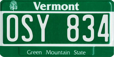 VT license plate OSY834