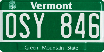 VT license plate OSY846