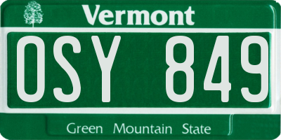 VT license plate OSY849