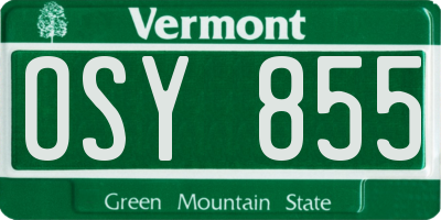 VT license plate OSY855